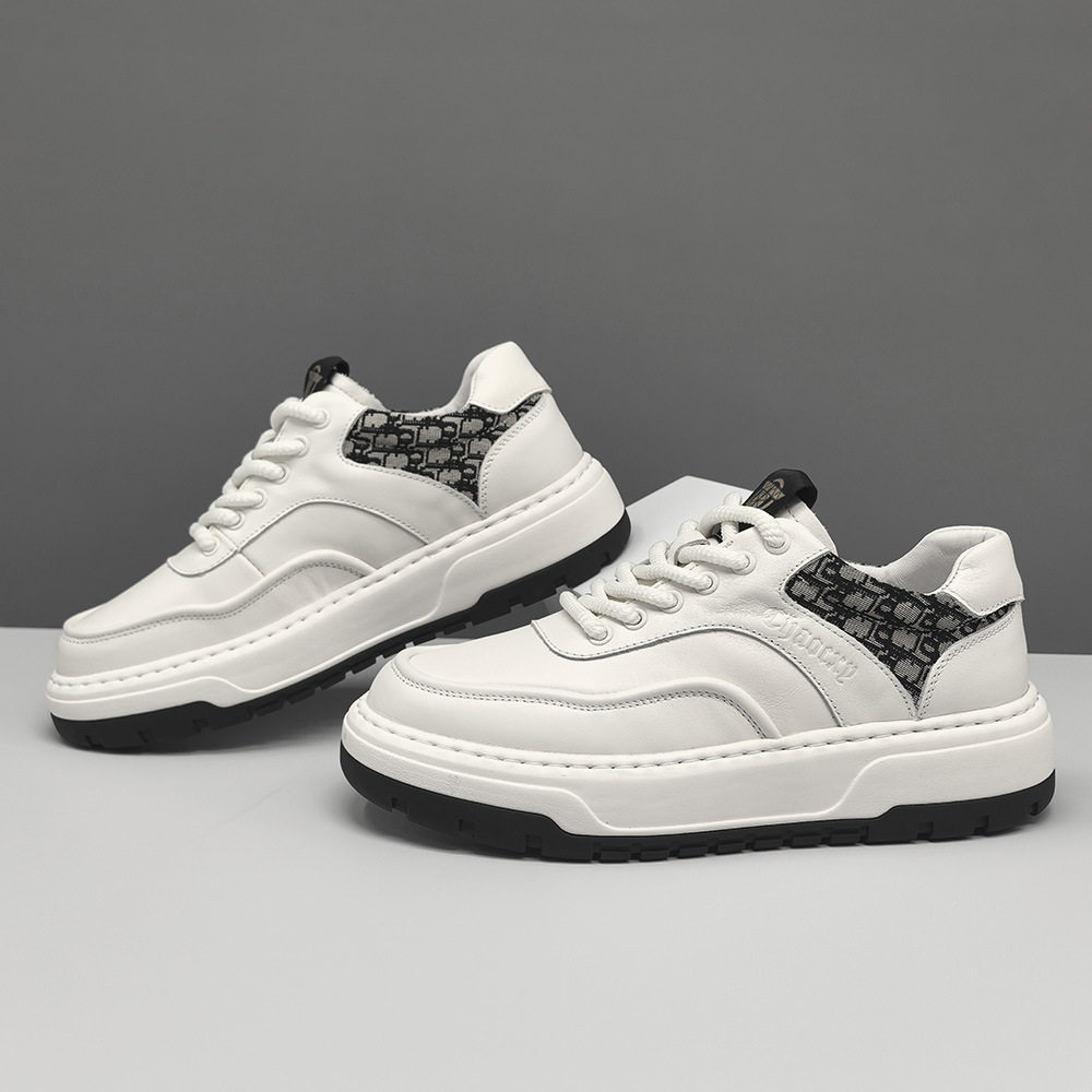 高端品质男士2026秋季新款头层牛皮厚底板鞋潮鞋真皮运动鞋休闲鞋