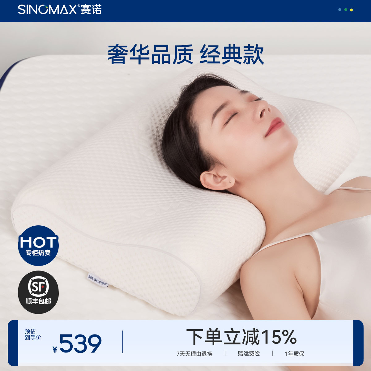SINOMAX/赛诺专柜同款豪华枕TV-112HWS慢回弹记忆枕头护颈椎枕