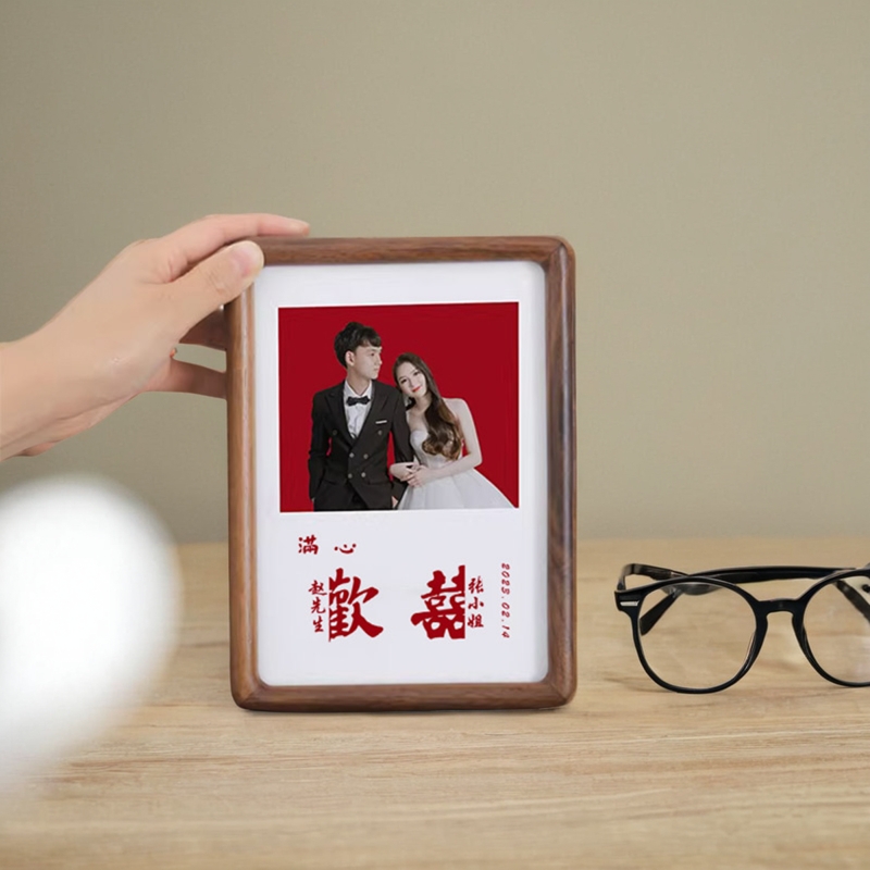 结婚登记照相框摆台实木中式卯榫