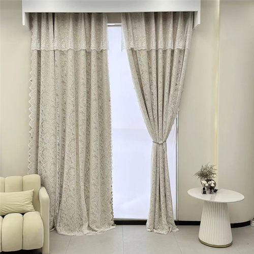 蕾丝遮光客厅卧室纯色窗帘2025