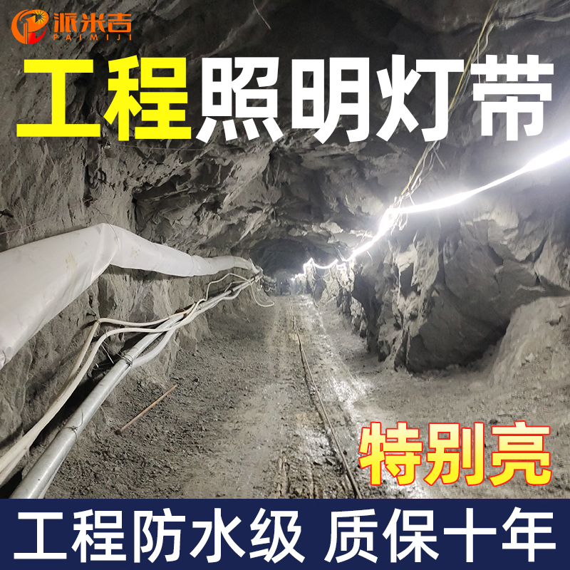 工地照明LED灯带220v户外防水地下室隧道亮化装饰白光灯条24V36V