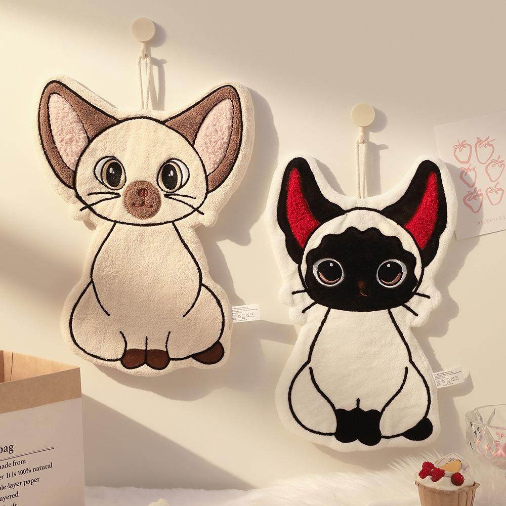 珊瑚绒猫咪擦手巾加大加厚厕所挂式毛巾2026新款吸水速干可爱卡通,家庭/个人清洁工具,厨房擦手巾,淘宝优惠券,粉丝福利购,淘宝优惠卷