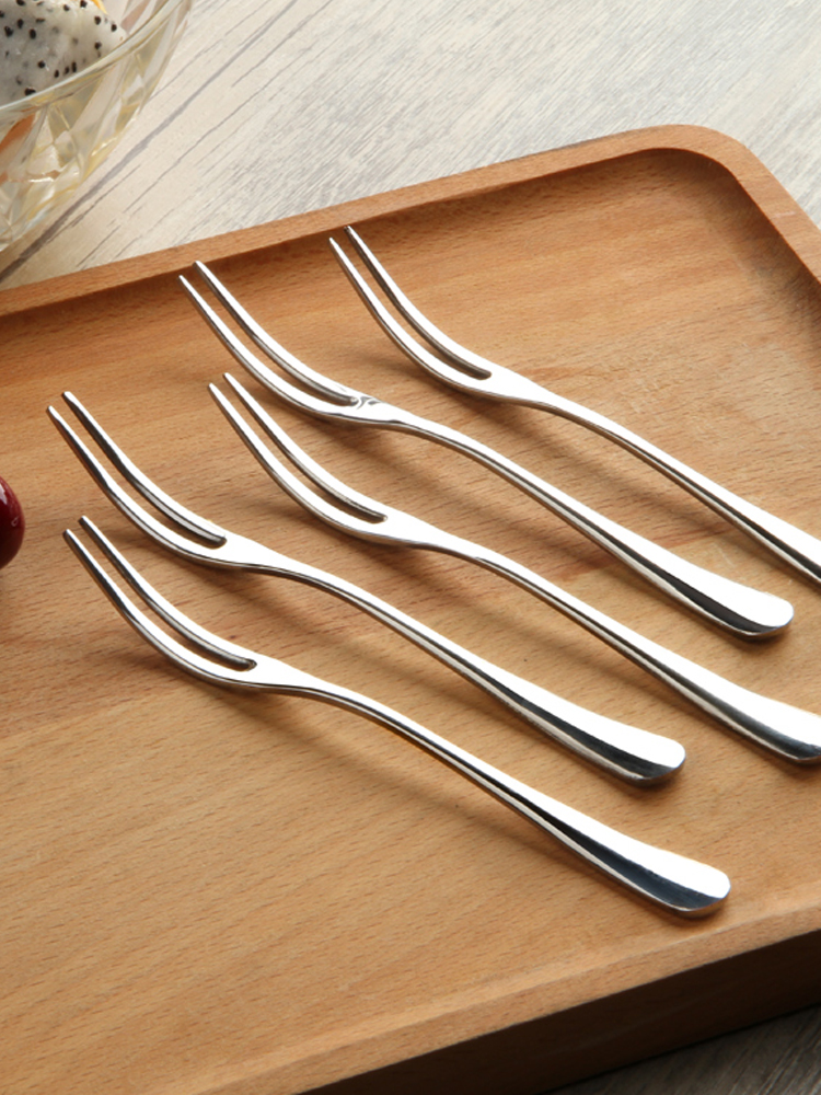 欧式水果叉 套装304不锈钢加厚家用蛋糕甜品小叉点心水果叉子儿童