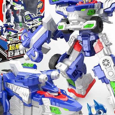 迷你特工队之超威能量变身器巨鲨变形机器人重装王雷霆王男孩玩具