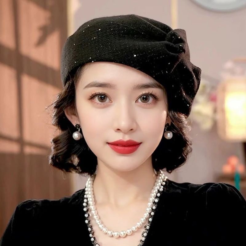 女士贝雷帽2025新款英伦百搭复古保暖气质洋气秋冬小香风画家帽子