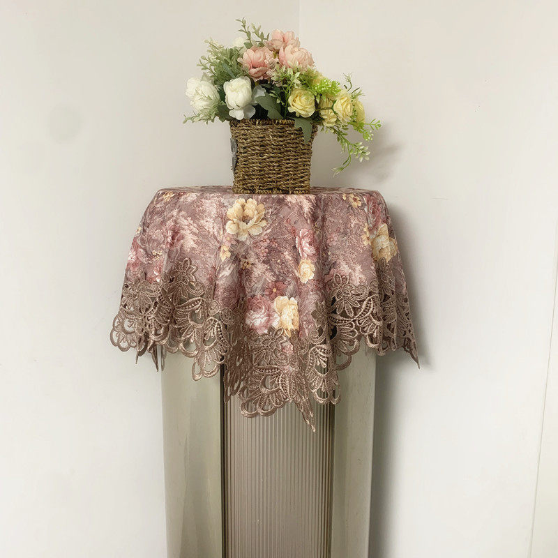 高档欧式空调防尘盖布盖巾蕾丝空调罩防尘罩柜机立式圆形空调盖布