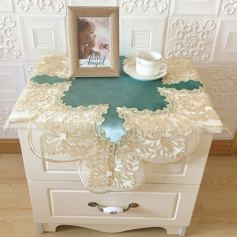 美式床头柜桌布欧式蕾丝布艺田园洗衣机空调防尘罩盖布盖巾防尘套