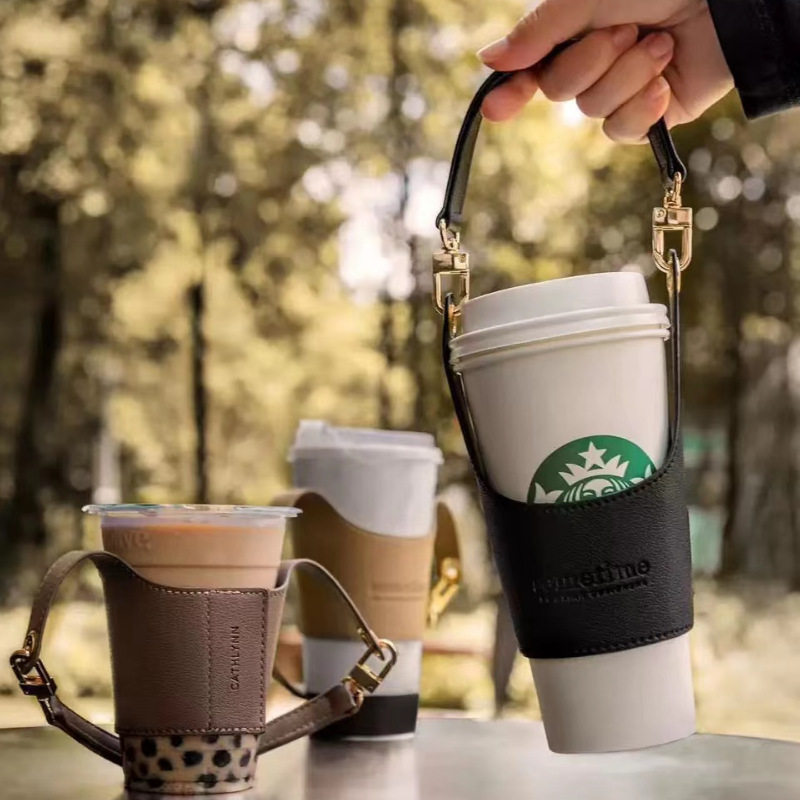 现货可调节奶茶杯冰霸杯杯套 手提咖啡杯杯套 500ml750ml饮品图片
