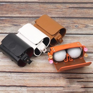 腰带款 户外Golf球保护袋 PU皮革球盒 球包 现货四色高尔夫横款