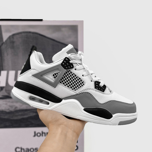 松希官网旗舰店学生篮球实战训练鞋增高aj4男鞋元祖灰休闲运动鞋