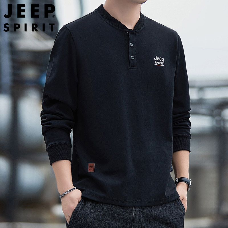 JEEP吉普卫衣男春秋新款大码长袖圆领T恤男女运动休闲时尚打底衫
