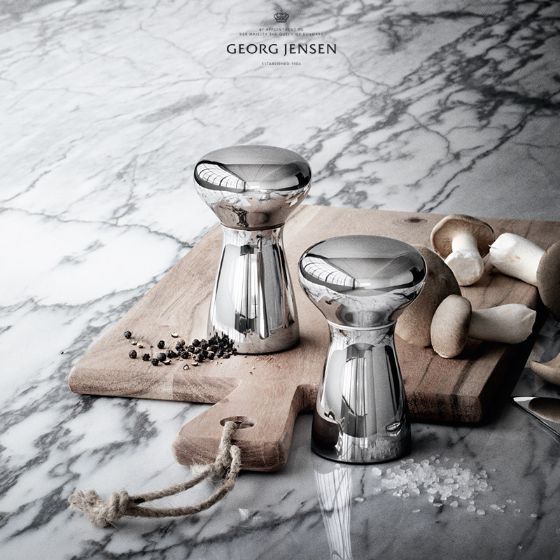 georg jensen乔治杰生北欧厨房调味套装不锈钢海盐黑胡椒研磨器瓶