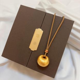 古法仿沙金祥云小胖福袋吊坠项链久不掉色仿黄金新中式小金坨链