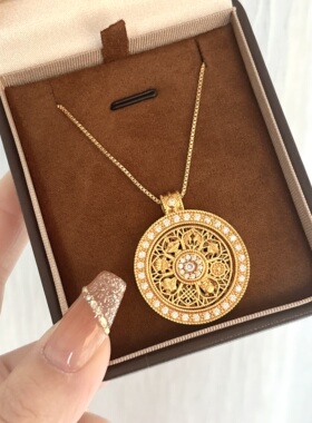 新中式沙金韦雪同款吊坠毛衣链