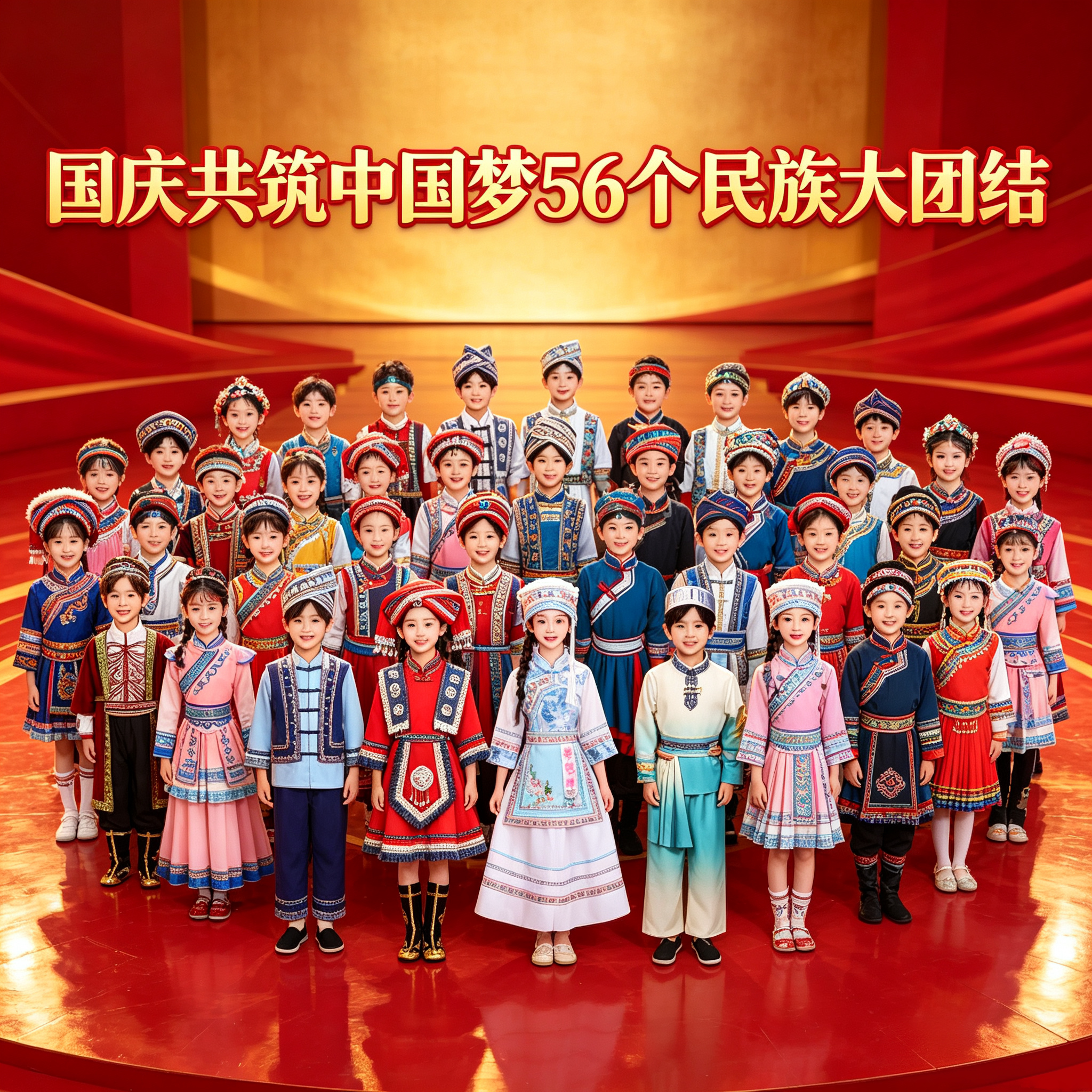 开幕式56个民族儿童吉量演出服男女少数民族舞蹈表演服装汇演服饰