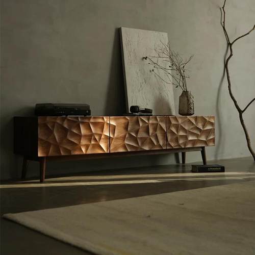 中古风实木雕花电视柜客厅储物柜