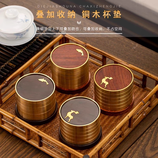 木质软木复古防滑垫恒温隔热垫咖啡茶垫家用 实木杯垫底座杯垫新款
