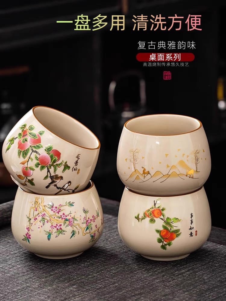 桌面垃圾桶餐桌上垃圾盘家用客厅茶几台面用果皮碗缸轻奢2025新款