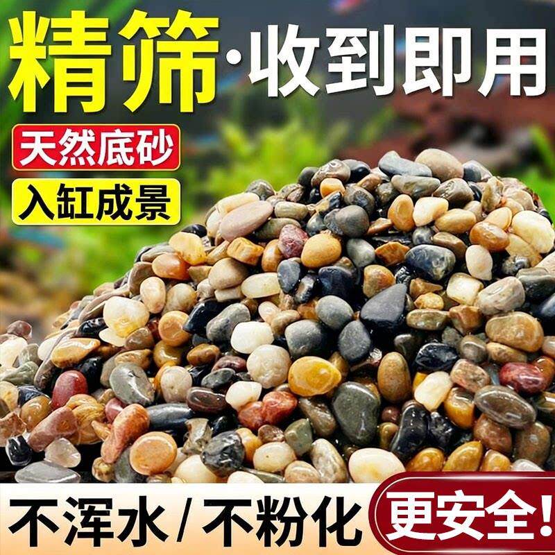 原生天然溪流石鱼缸底砂造景乌龟专用装饰鹅卵石雷龙底沙生态砂石