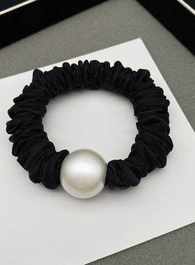 大肠发圈高级感头花头饰黑色头绳扎马尾珍珠丸子头皮筋女扎头发饰