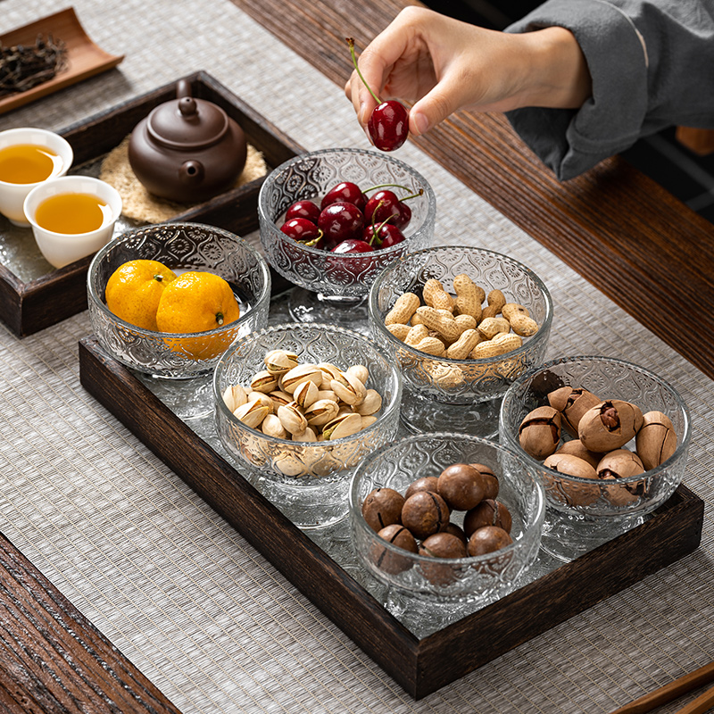 浮雕玻璃小吃盘家用高颜值精致碟