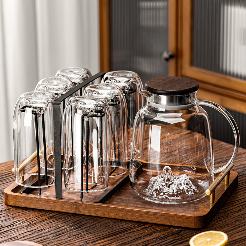 双层观山玻璃杯子套装家用耐高温