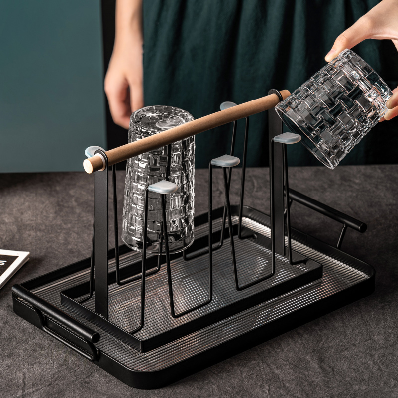 水杯收纳置物架桌面倒挂沥水托盘
