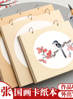 国画写生本生宣卡纸镜片纸半生熟镜面作品纸方形书法水墨画半熟软卡山水画工笔画用纸美术画画专用熟宣册页