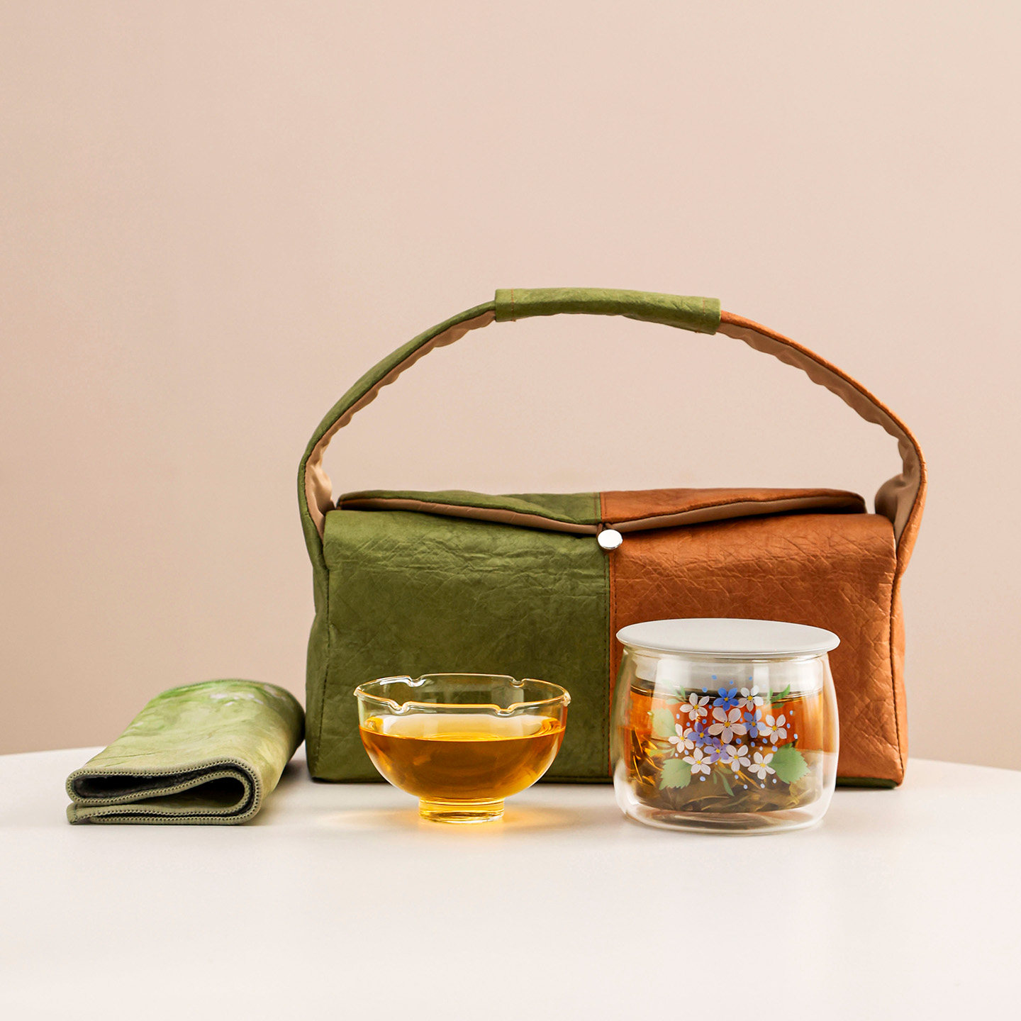 初伍国庆出游办公室泡茶套装便携一壶一杯工位泡茶神器玻璃泡茶杯