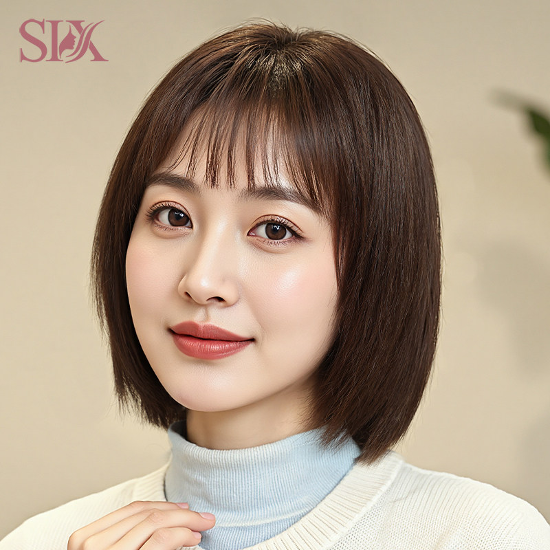 six假发女短发全头套自然减龄