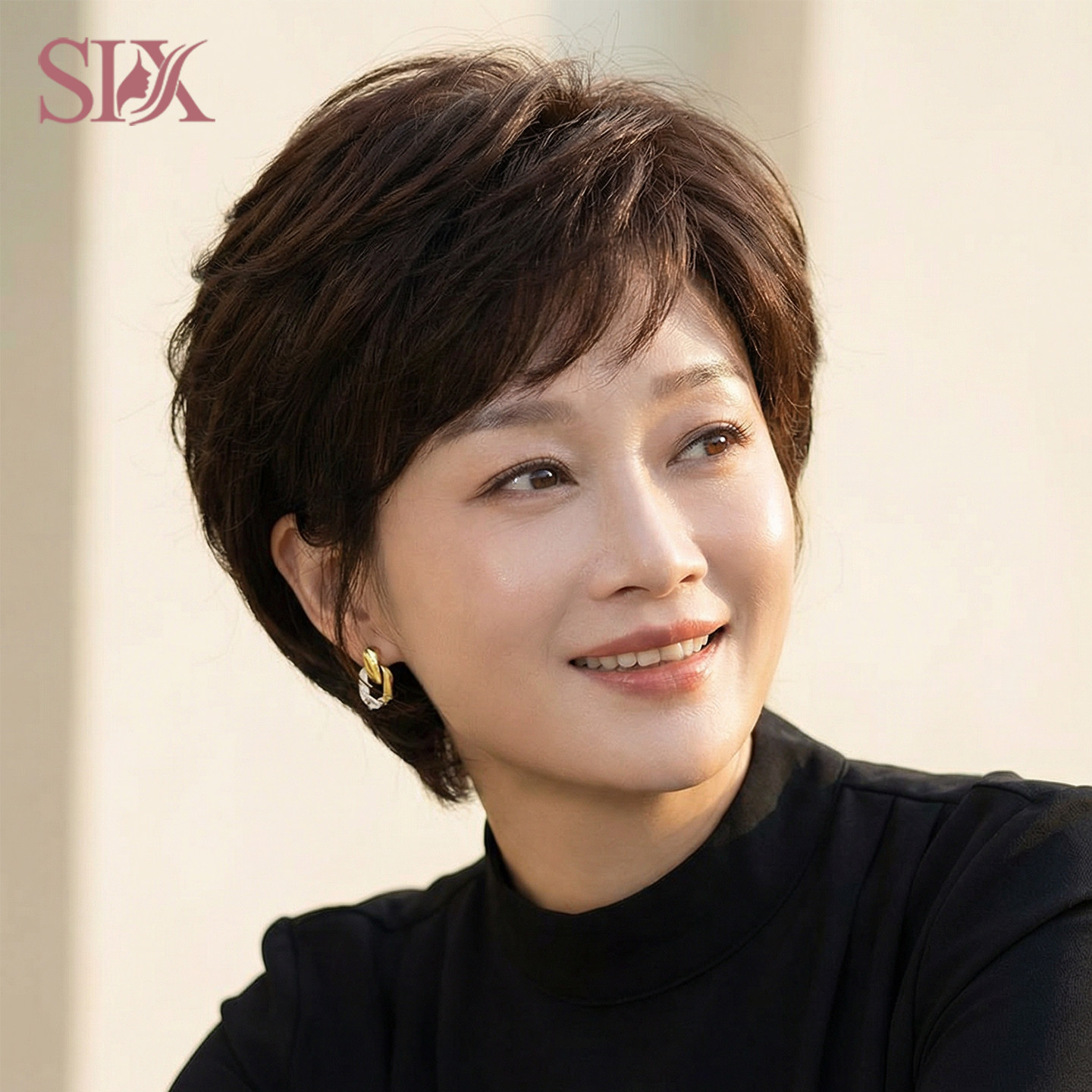 假发女短发中老年妈妈透气轻薄遮白发全真人发蓬松自然头套