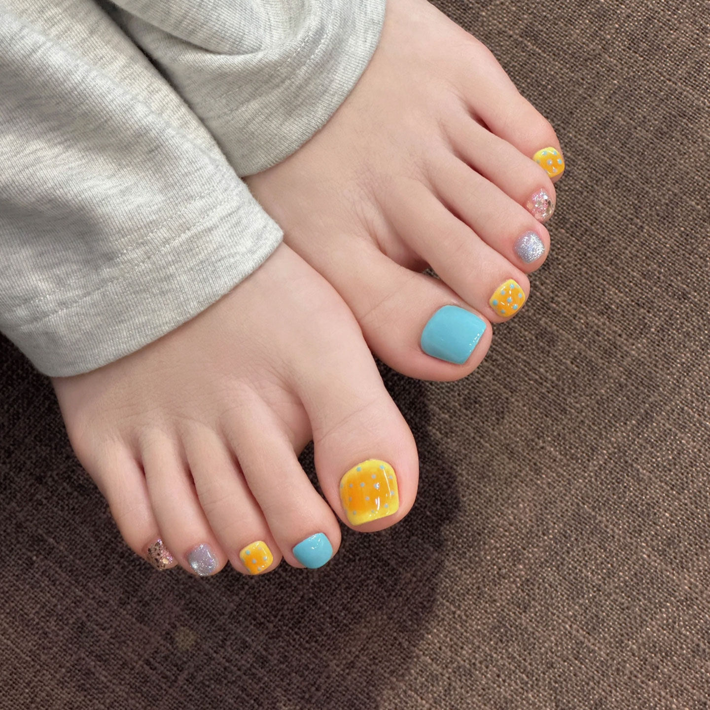 【多巴胺糖果】夏日彩虹糖豆显白腮红猫眼脚趾甲贴美甲手工穿戴甲