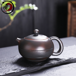 建紫陶水茶壶紫砂手工跳刀纹西施壶陶瓷家用大号单壶功夫茶具套装