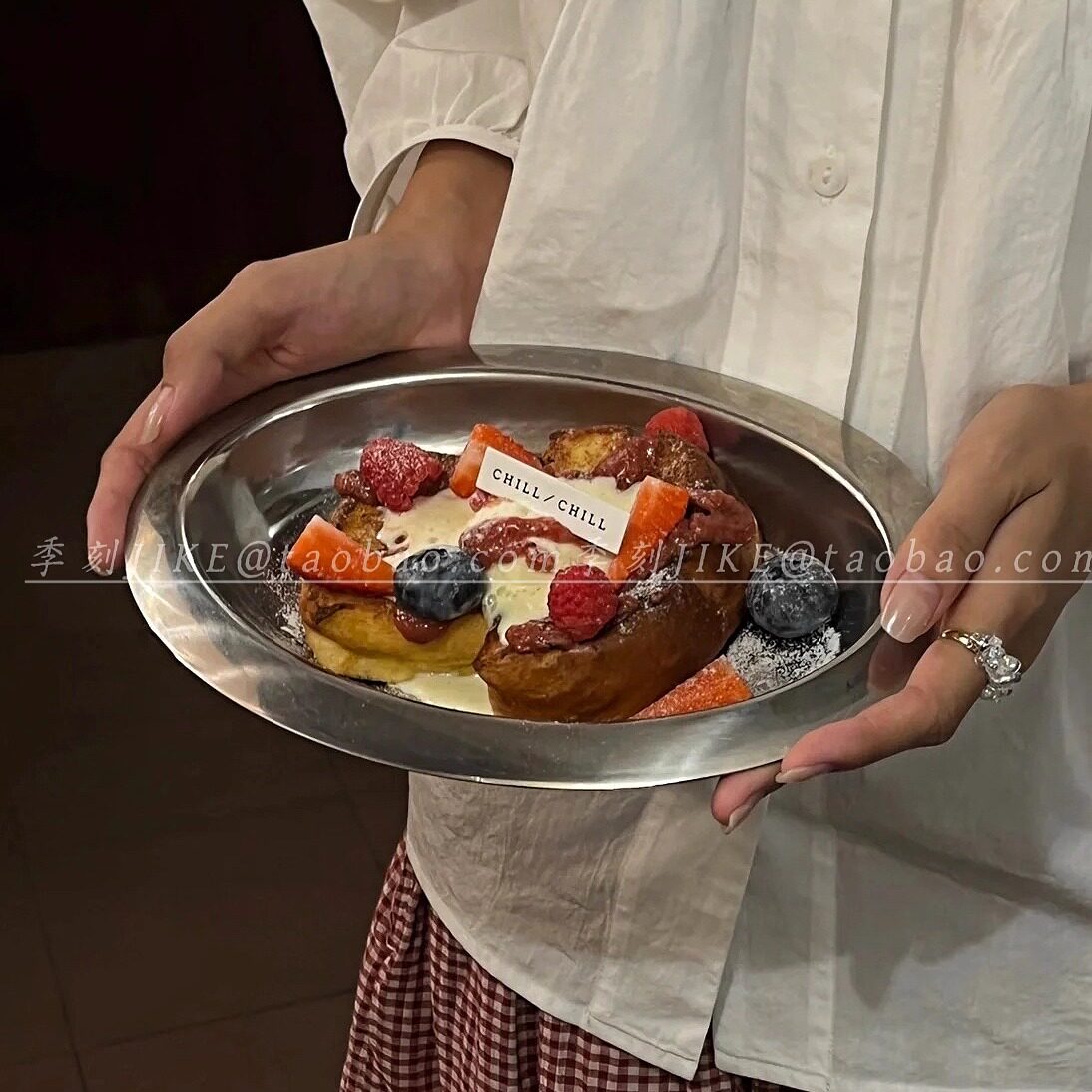 不锈钢椭圆餐盘下午茶甜品蛋糕盘