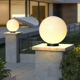 太阳能柱头灯户外防水圆球灯别墅大门柱子灯花园围墙灯庭院围栏灯