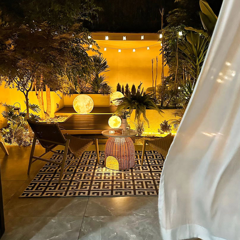 院子造景户外花园布置庭院名宿装修设计落地灯氛围灯露台花园改造