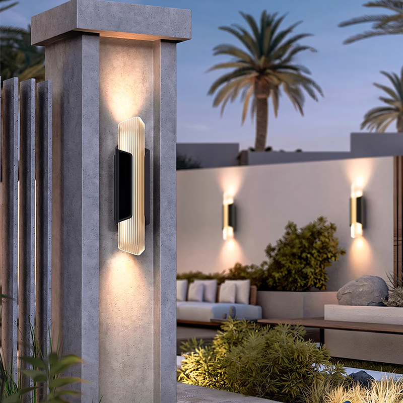 户外太阳能极简别墅防水壁灯大门口两侧门庭外墙灯亚克力柱子灯