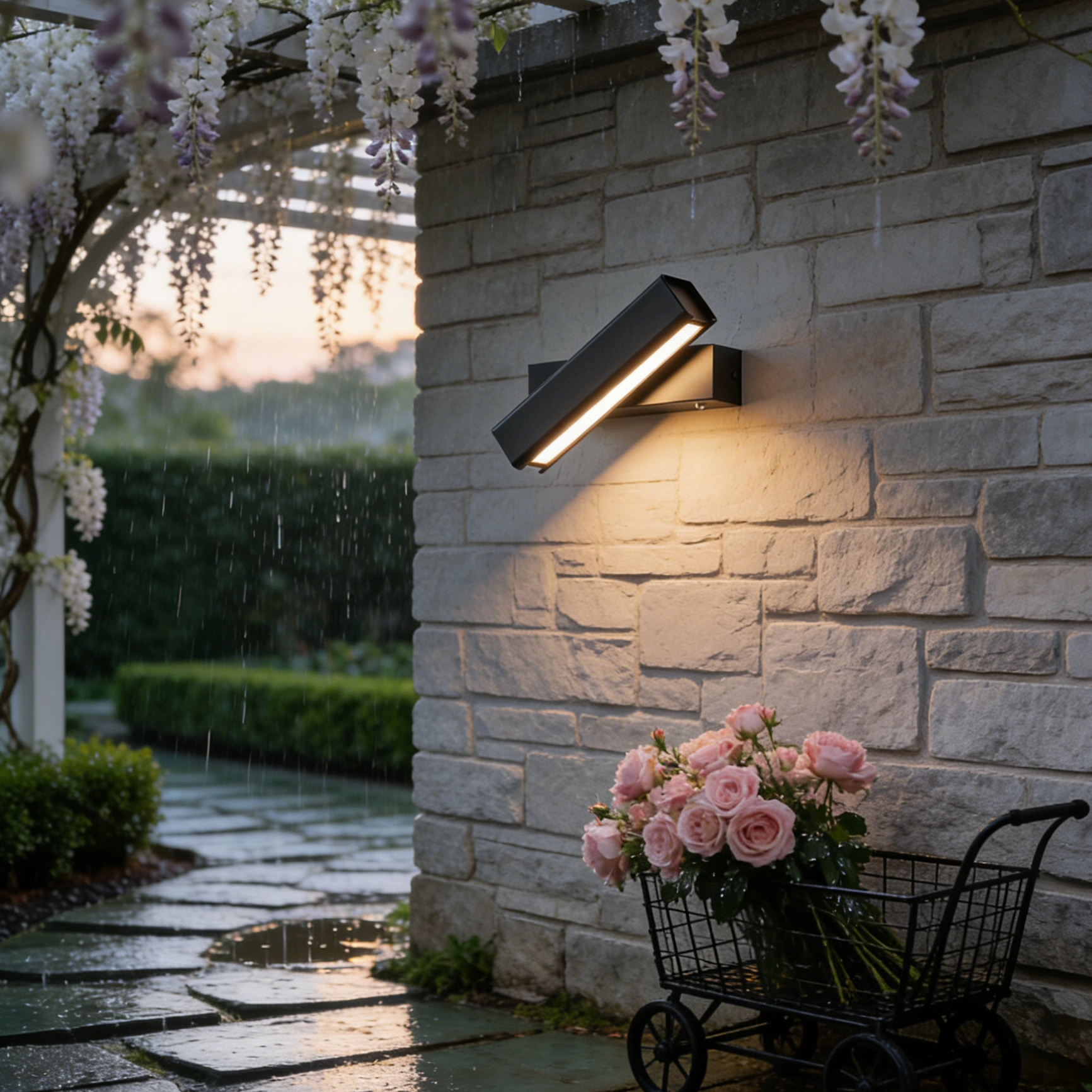 户外别墅庭院防水壁灯走廊露台灯黑色长方形可旋转壁灯阳台过道灯