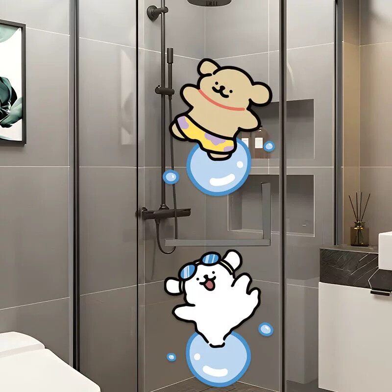 线条小狗浴室防水墙贴镜子贴
