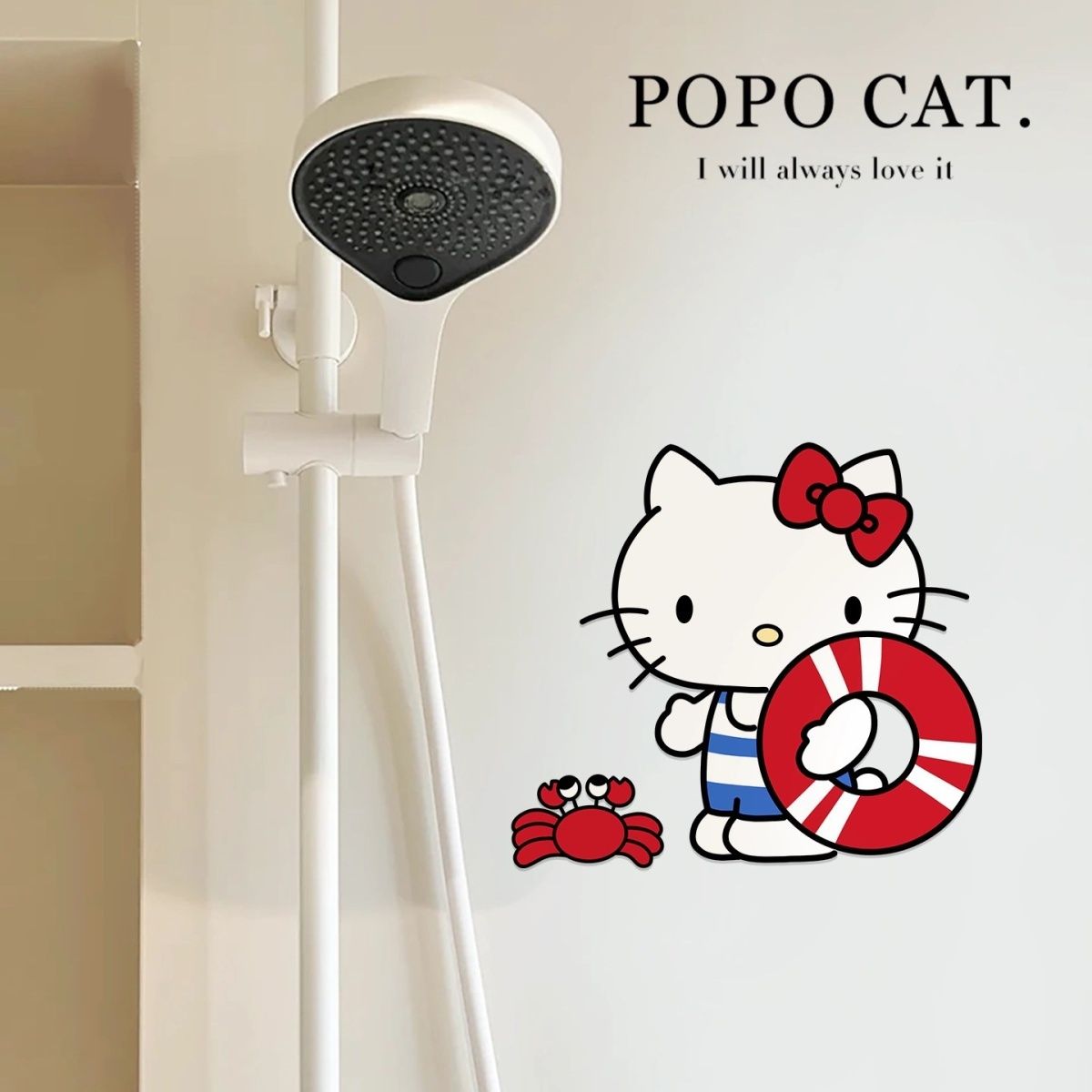 可爱Kitty防水自粘浴室瓷砖贴