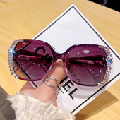 2025新款 水钻偏光太阳镜防紫外线防晒墨镜个性 女大脸显瘦高级感潮