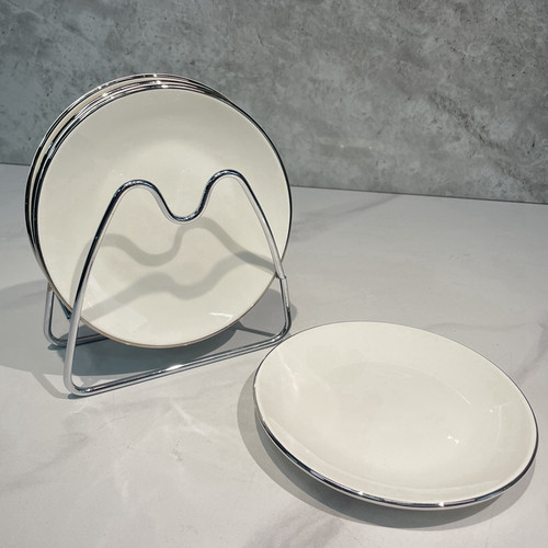 骨碟家用高级感银边吐骨头骨碟陶瓷6寸垃圾渣盘洗碗机创意餐盘子