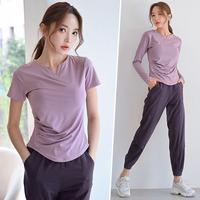 小V領(lǐng)瑜伽服運(yùn)動(dòng)上衣女顯瘦速干