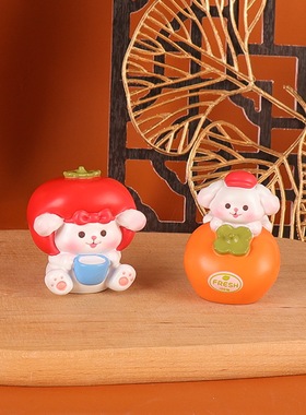 柿柿狗盲盒摆件2025年新年新款可爱动物好运招财摆件现货