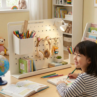 桌面洞洞板立式免打孔磁吸学习书桌收纳置物架电脑桌铁艺定制新款