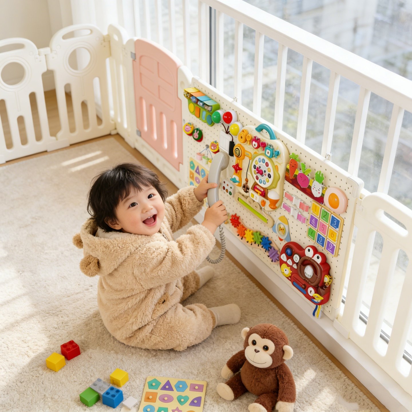 蒙氏早教围栏爬爬垫忙碌板客厅地上宝宝婴幼儿游戏防护栏三面儿童,玩具/童车/益智/积木/模型,游戏围栏,淘宝优惠券,粉丝福利购,淘宝优惠卷