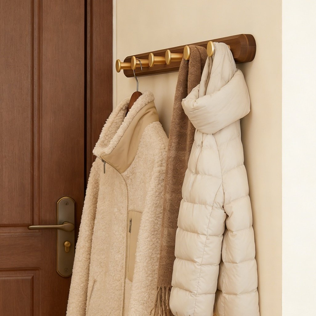 挂衣钩免打孔玄关入户门后挂衣架壁挂墙上衣服挂钩胡桃木色衣帽架,家装主材,挂钩/挂衣钩,淘宝优惠券,粉丝福利购,淘宝优惠卷