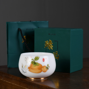 冰种玉瓷品茗杯个人杯陶瓷大号主人杯白瓷羊脂玉单杯功夫茶杯茶盏