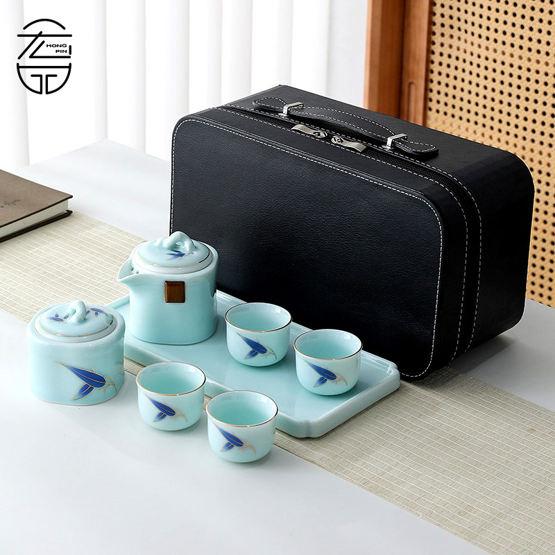 高档新款羊脂玉瓷家用功夫茶具干泡茶盘套装公司年会春节高档礼盒