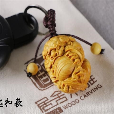 小叶黄杨木貔貅手把件p挂件实木雕刻工艺品文玩招财小